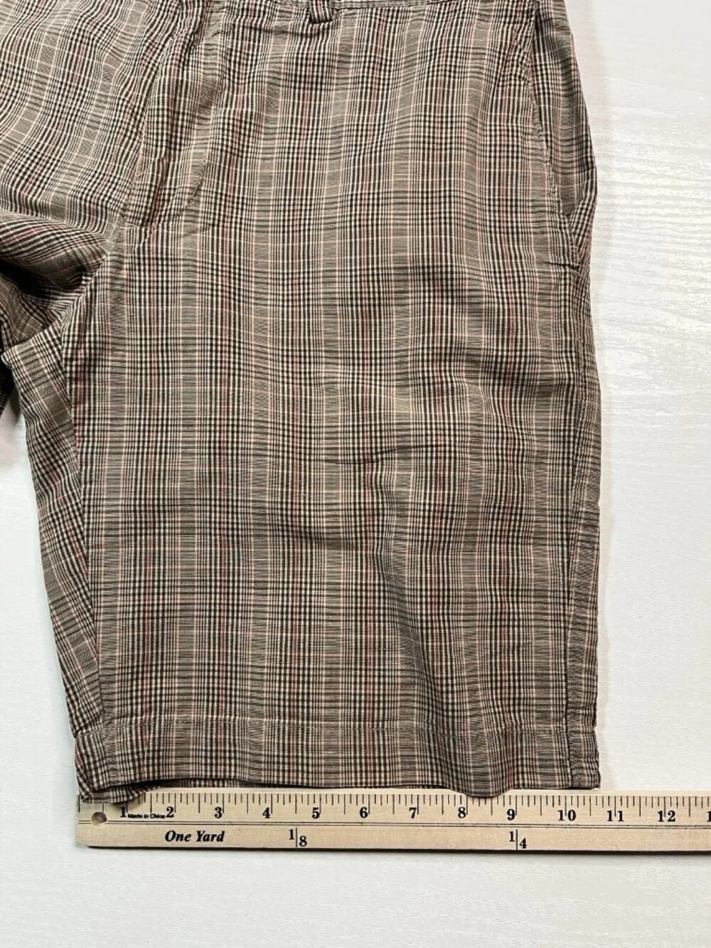 Banana Republic Linen Blend Glen Check Plaid Shorts 9 Inch Inseam Mens 33